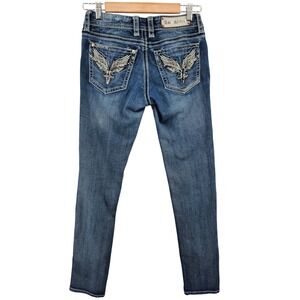 Rock Revival Lucille Skinny Jeans Women's 28 Fleur de Lis Embroidered Pockets